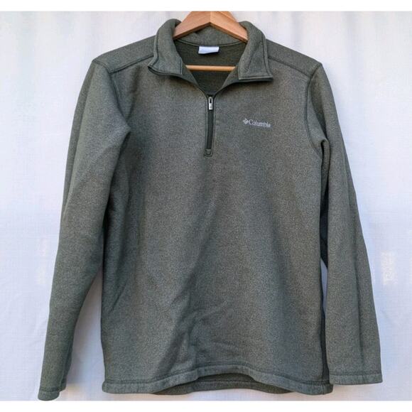 Columbia Mens Quarter Zip Sweater M Forrest Green Outdoors Gorp Hiking Camping - Picture 1 of 5